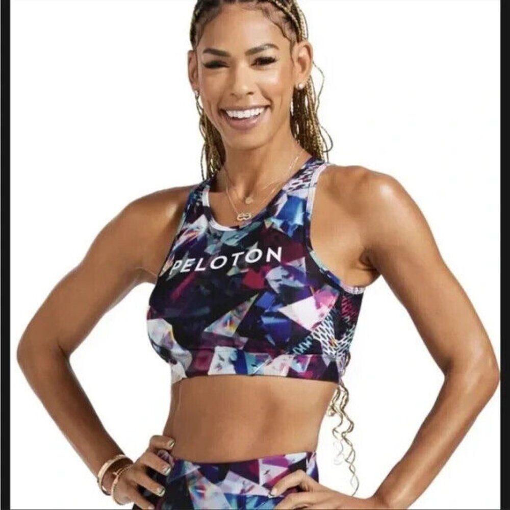 Peloton Jewels in Space High Neck Bra Size Small Vented Keyhole Back NWT